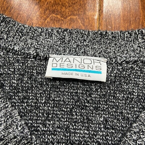 Manor Designs Vintage Acrylic USA Gray Black Pullover Sweater Women's 2XL - Picture 7 of 8